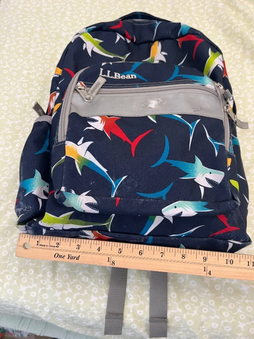 LL Bean Small Blue Shark Backpack Back to School Kids Mini 15” Travel Reflective